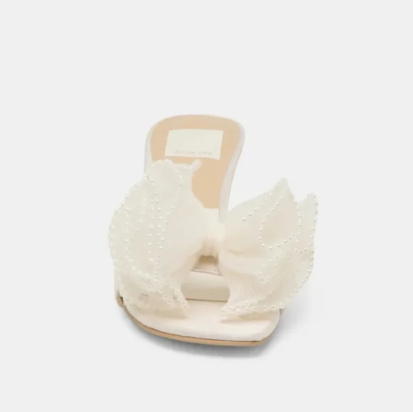 🔹️Dolce Vita 🔹️Narita Pearl Off White Satin Heels - Picture 8 of 11
